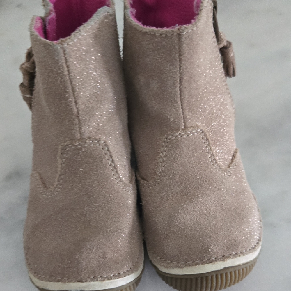Toddler Sparkle Suede Ankle Boots - Pink Stride Rite Girls Size 9